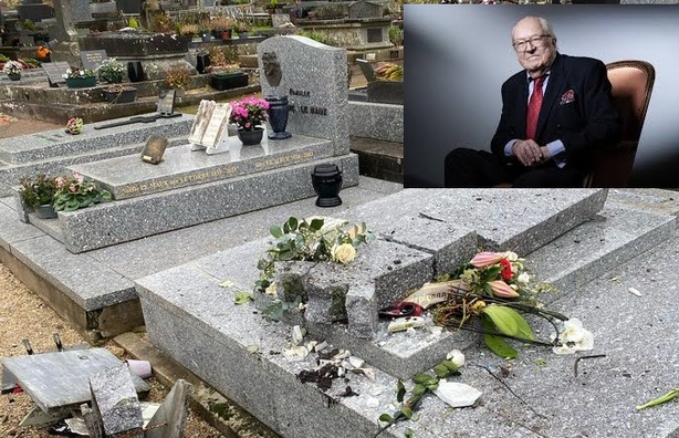 France :  la tombe de Jean-Marie Le Pen saccagée France :  la tombe de Jean-Marie Le Pen saccagée