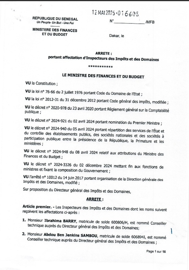 Impôts et Domaines : nouvelle vague de nominations au ministère des Finances (DOCUMENTS) Impôts et Domaines : nouvelle vague de nominations au ministère des Finances (DOCUMENTS)