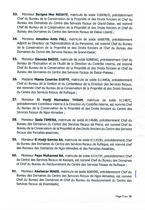 Impôts et Domaines : nouvelle vague de nominations au ministère des Finances (DOCUMENTS) Impôts et Domaines : nouvelle vague de nominations au ministère des Finances (DOCUMENTS)
