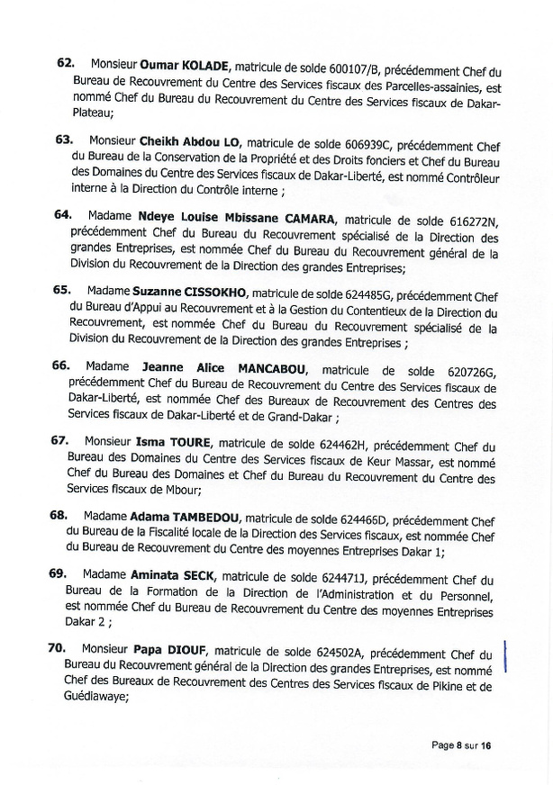 Impôts et Domaines : nouvelle vague de nominations au ministère des Finances (DOCUMENTS) Impôts et Domaines : nouvelle vague de nominations au ministère des Finances (DOCUMENTS)