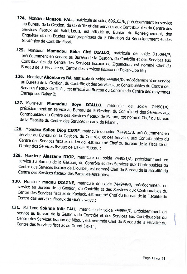 Impôts et Domaines : nouvelle vague de nominations au ministère des Finances (DOCUMENTS) Impôts et Domaines : nouvelle vague de nominations au ministère des Finances (DOCUMENTS)