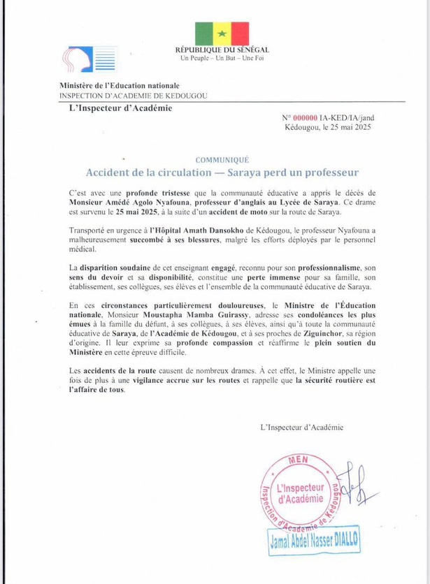Drame à Saraya : un professeur perd la vie dans un accident
