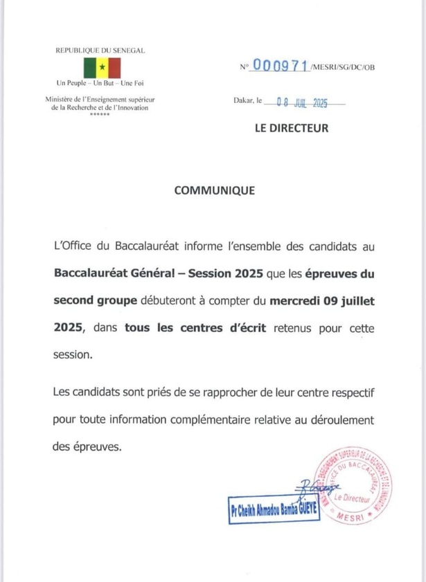 Baccalauréat 2025 : les épreuves du second groupe démarrent le 9 juillet Baccalauréat 2025 : les épreuves du second groupe démarrent le 9 juillet