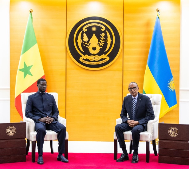 Kagame a accueilli ce matin, au prestigieux village Urugwiro, le Président Bassirou Diomaye Faye