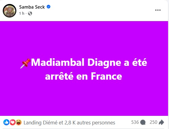 France : Madiambal Diagne serait arrêté