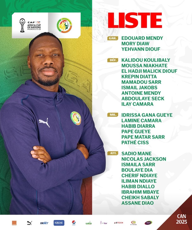CAN 2025 : voici la liste des 28 Lions retenus par Pape Thiaw