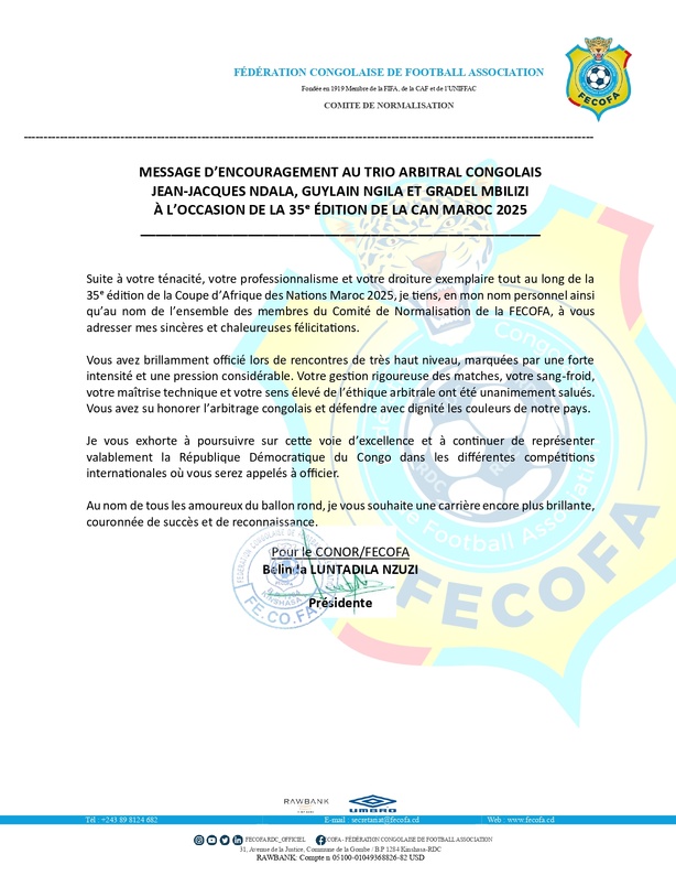 CAN 2025 : contesté par les Lions, Ndala reçoit les honneurs en RDC