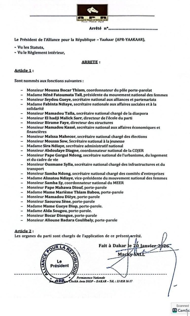 APR : Macky Sall opère de profonds changements dans la direction du parti APR : Macky Sall opère de profonds changements dans la direction du parti