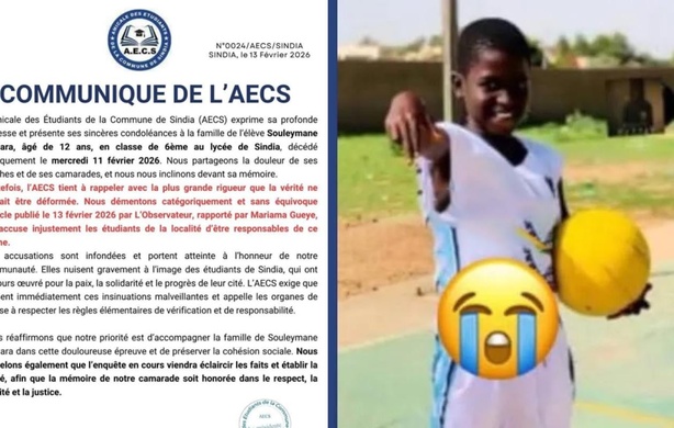 Décès de Souleymane Camara : l’AECS dément toute implication des étudiants de Sindia Décès de Souleymane Camara : l’AECS dément toute implication des étudiants de Sindia