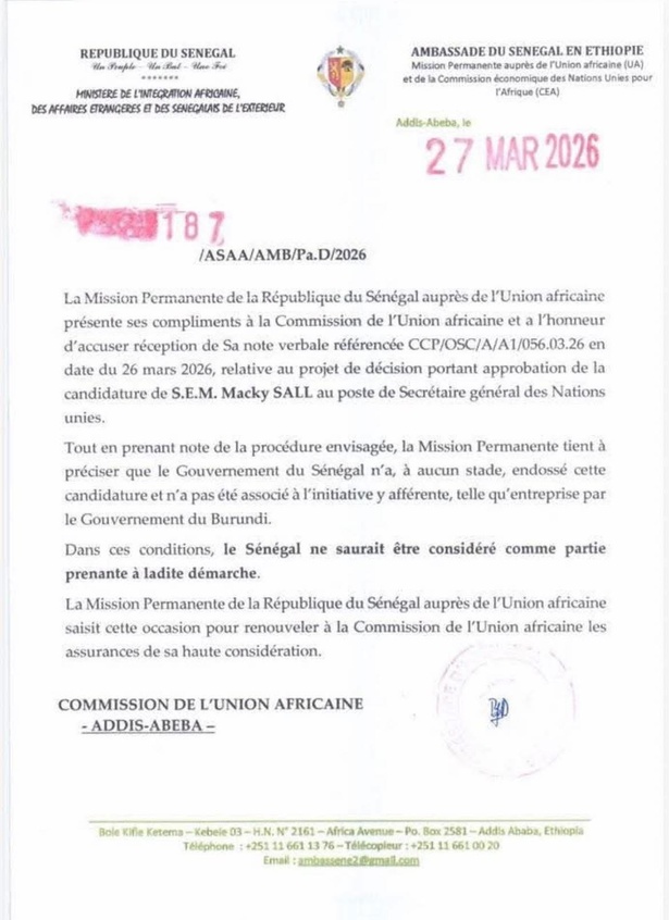 Coup de froid : le Sénégal rejette la candidature de Macky Sall à l’ONU (Communiqué)