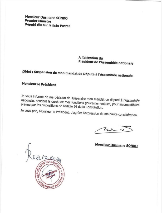 Réintégration d’Ousmane Sonko : le Bureau de l’Assemblée nationale se prononce Réintégration d’Ousmane Sonko : le Bureau de l’Assemblée nationale se prononce