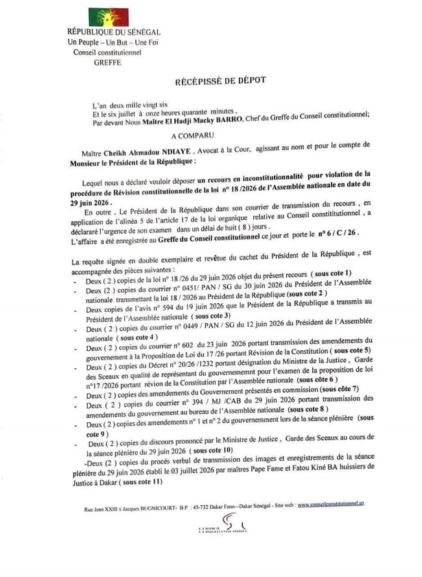 Révision constitutionnelle : Diomaye saisit le Conseil constitutionnel pour contester la procédure adoptée par l'Assemblée nationale