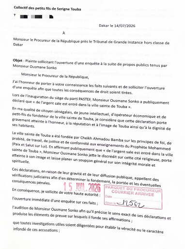 Plainte contre Ousmane Sonko : les propos sur Touba devant la justice