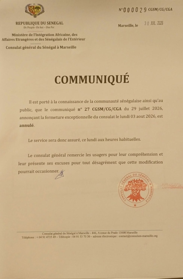 Grand Magal : revirement à Marseille, le Consulat du Sénégal annule finalement sa fermeture du lundi 3 août