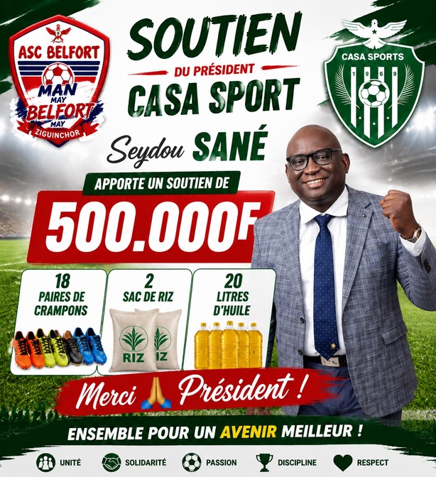 Phases nationales : Seydou Sané a apporté son soutien aux cinq équipes de Ziguinchor Phases nationales : Seydou Sané a apporté son soutien aux cinq équipes de Ziguinchor