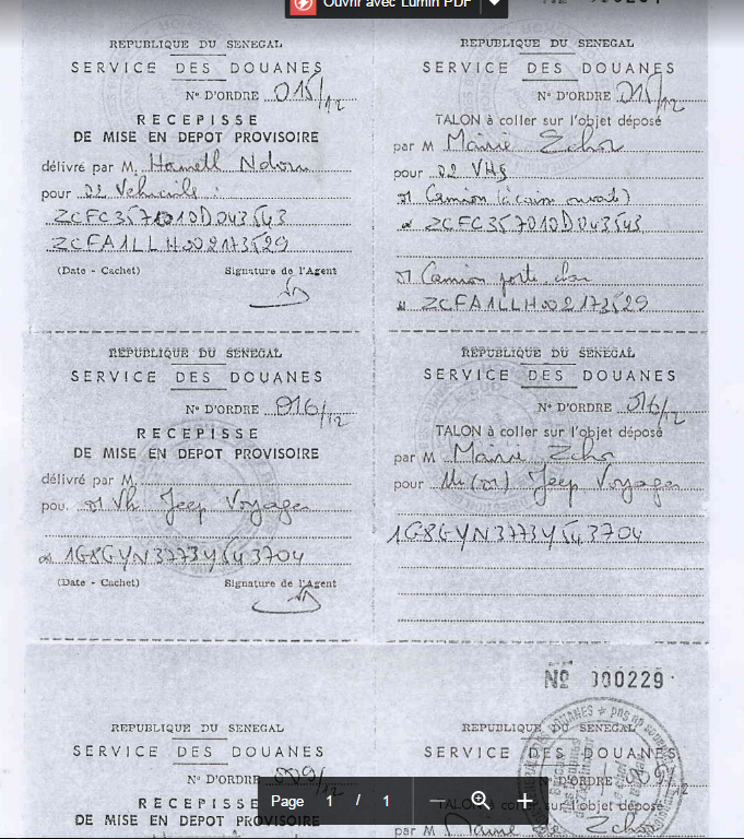  Vente " illégale " du matériel de la mairie de Ziguinchor: ces documents qui mouillent la douane 