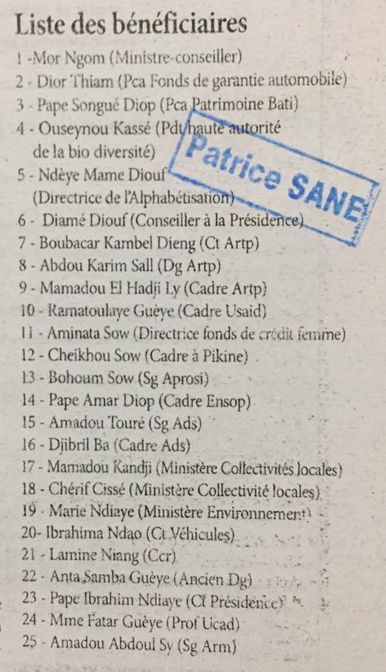 Présidence : voici la liste des cadres Apéristes, qui se battaient hier chez Macky pour des sous