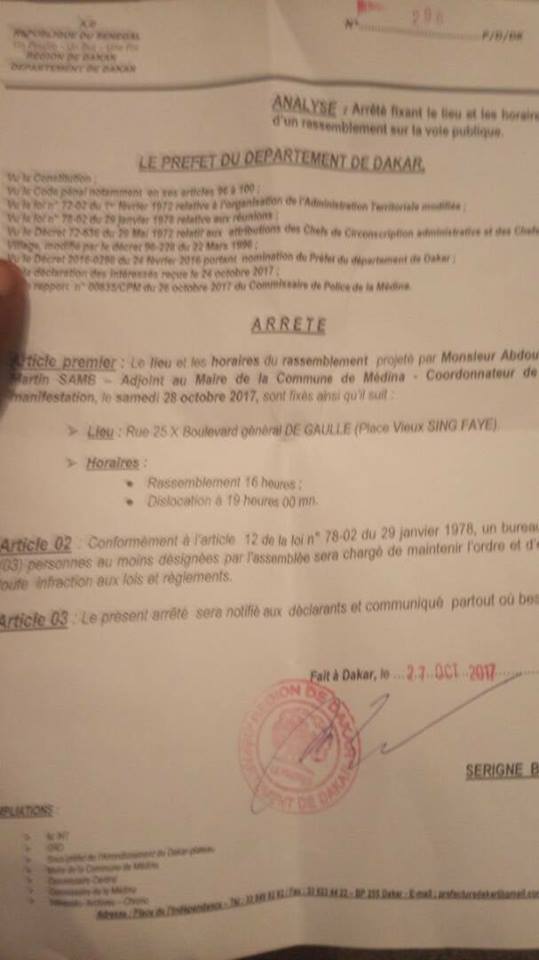 Dernière minute: le préfet autorise la marche des partisans de Khalifa Sall