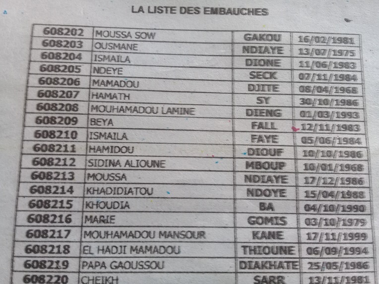 Exclusif: la liste des 388 embauchés au Port de Dakar en 10 jours par Cheikh Kanté