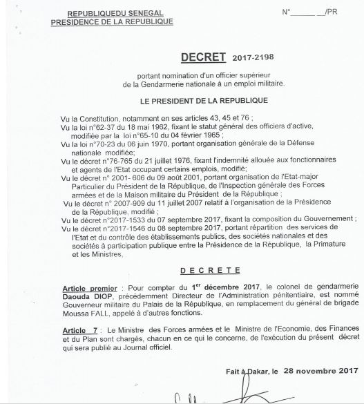 Remaniement au Palais de la république du Sénégal