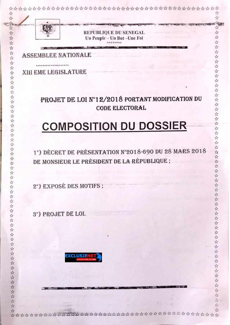 L'intégralité du projet de loi instaurant le parrainage