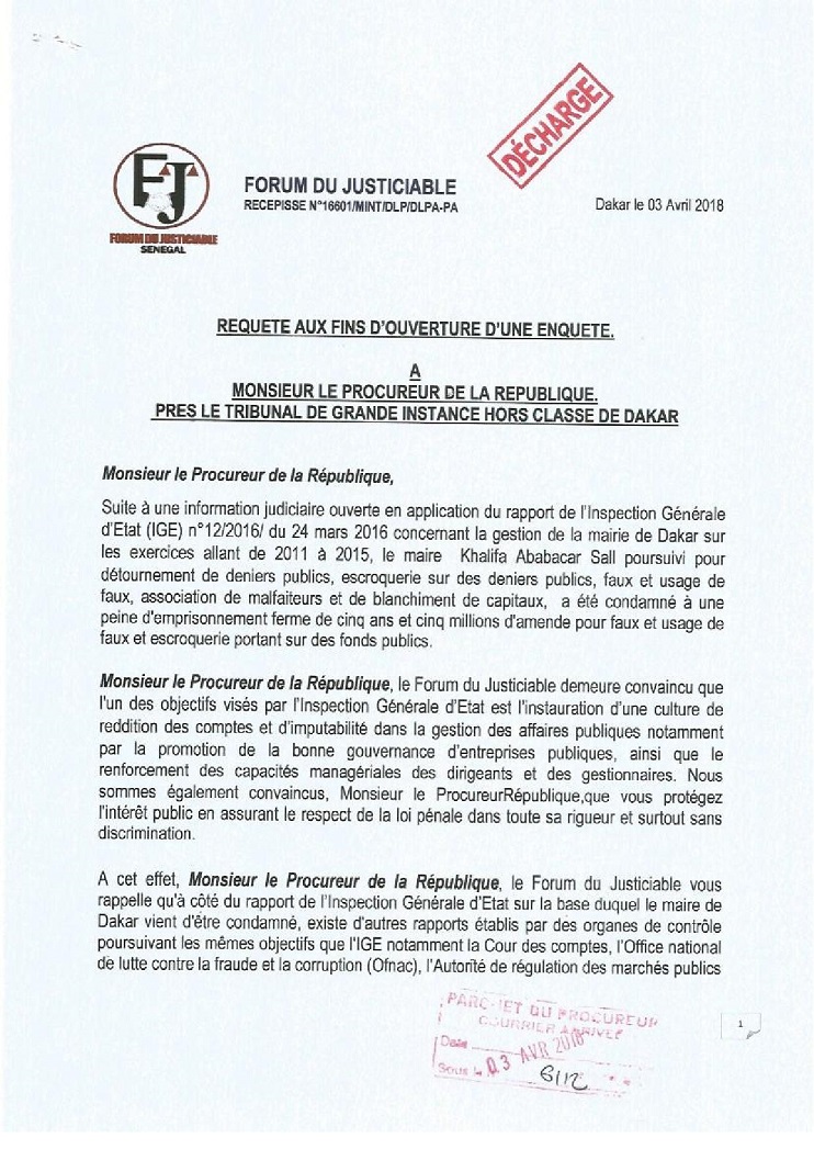 L'étau se resserre autour de Cheikh Kanté: une requête déposée sur la table procureur... (Documents)