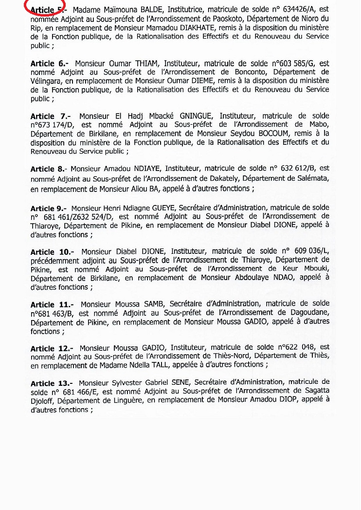 La petite sœur du ministre Bibi Baldé, bombardée adjoint au sous préfet...