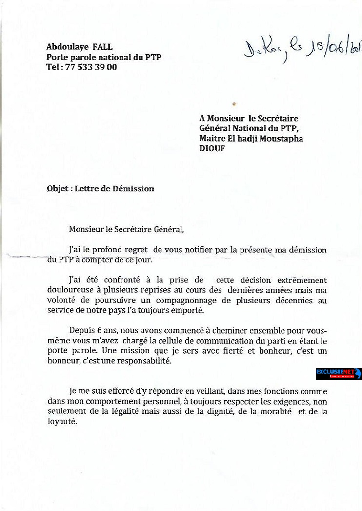 La saignée chez Diouf, l'avocat perd son porte parole (Document)