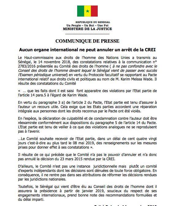 L’ONU demande le réexamen de l’affaire Karim Wade: Ismaïla Madior Fall dément avec des arguments
