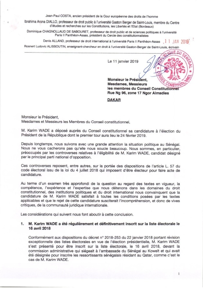 Candidature de Karim Wade: d’éminents juristes internationaux écrivent au Conseil constitutionnel