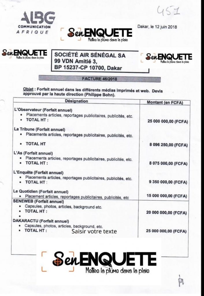 Quand Bohn s’offre dix organes de presse à près de 200 millions de FCFA(Documents)