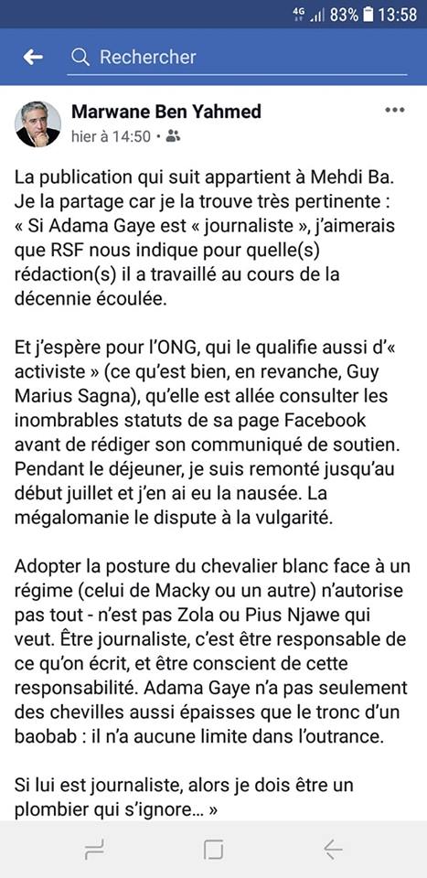 Un journaliste Sénégalais vilipende "Jeune Afrique" et défend Adama Gaye: «Si on devait parler de journalisme, il n'en existe pas à JA »