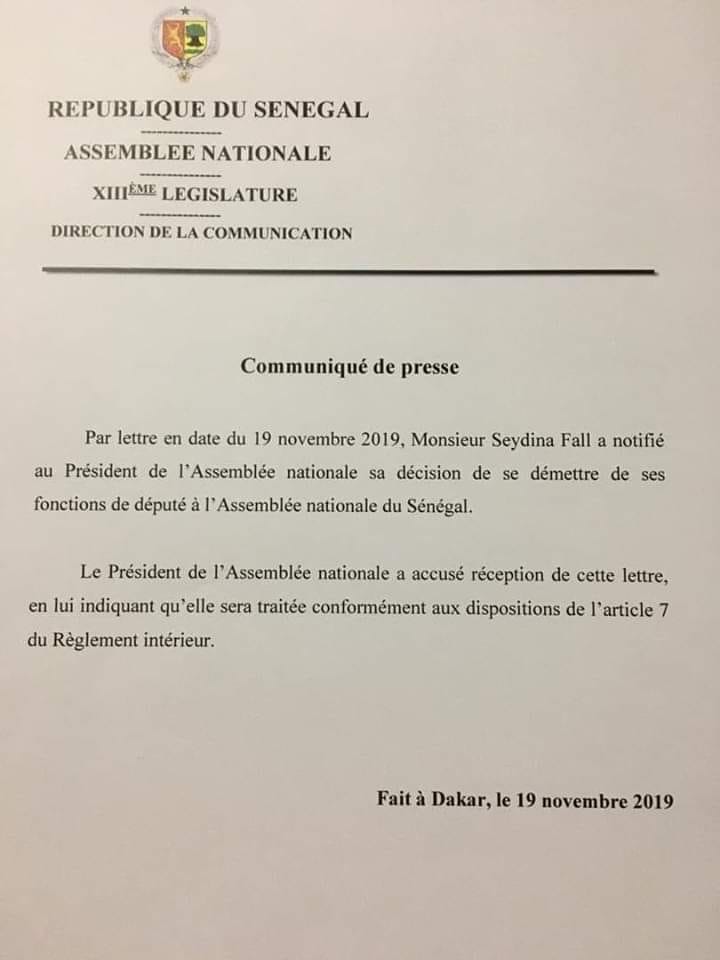 Démission de Bougazelli : Niasse confirme…(Document)