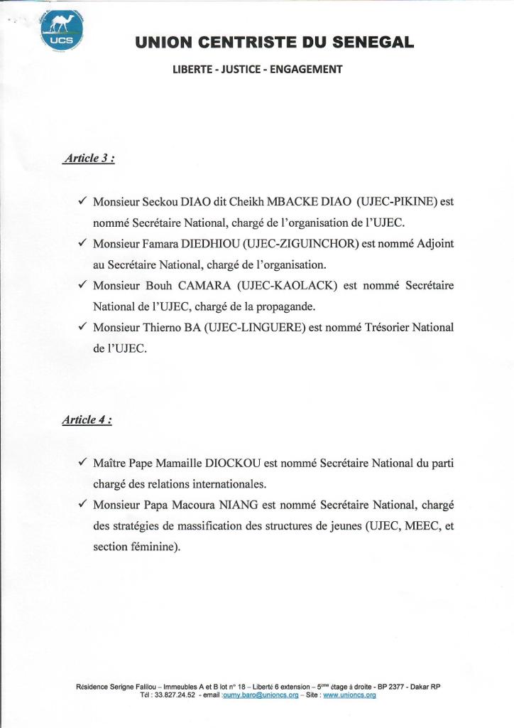 Le président Abdoulaye Baldé remanie son parti (Documents)