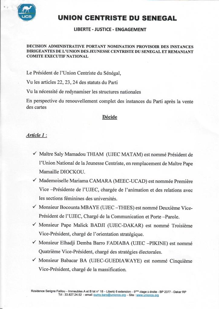 Le président Abdoulaye Baldé remanie son parti (Documents)