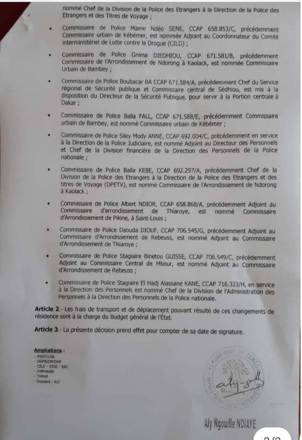 Nominations: Aly Ngouille Ndiaye chamboule la police (Documents)