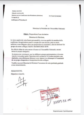 Affaire Aliou Dembourou Sow : Un député saisit Moustapha Niasse pour…