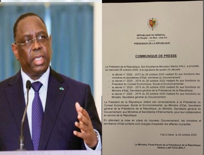 Le président Macky Sall se sépare de ses ministres, Secrétaires généraux et de la Présidente du CESE. (DÉCRETS)