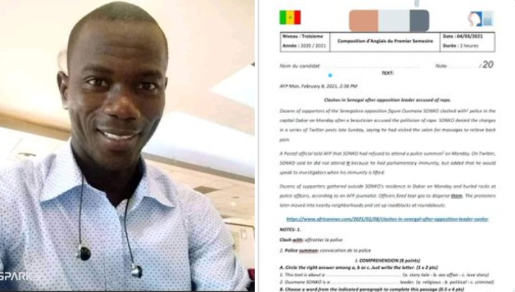 Matam: Un professeur d’Anglais relevé de ses fonctions pour avoir proposé un sujet sur Sonko