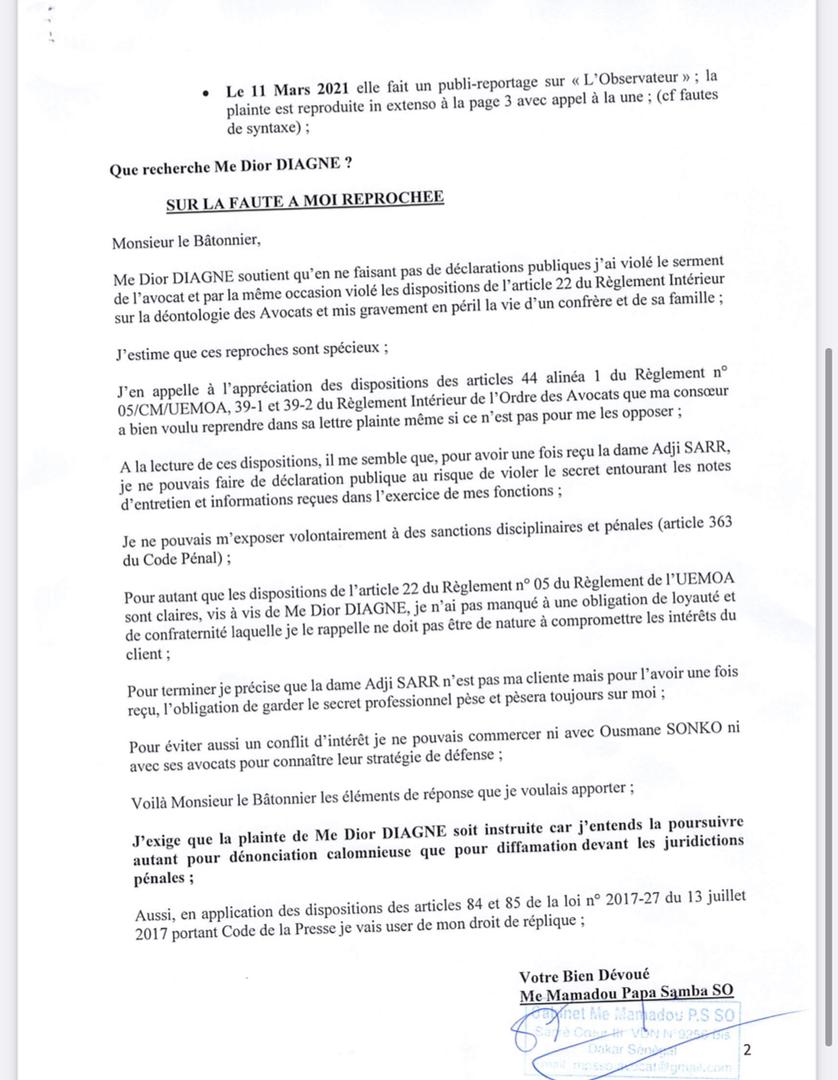 Me Papa Samba So  : «J’ai reçu Adji Sarr quinze jours auparavant...  »