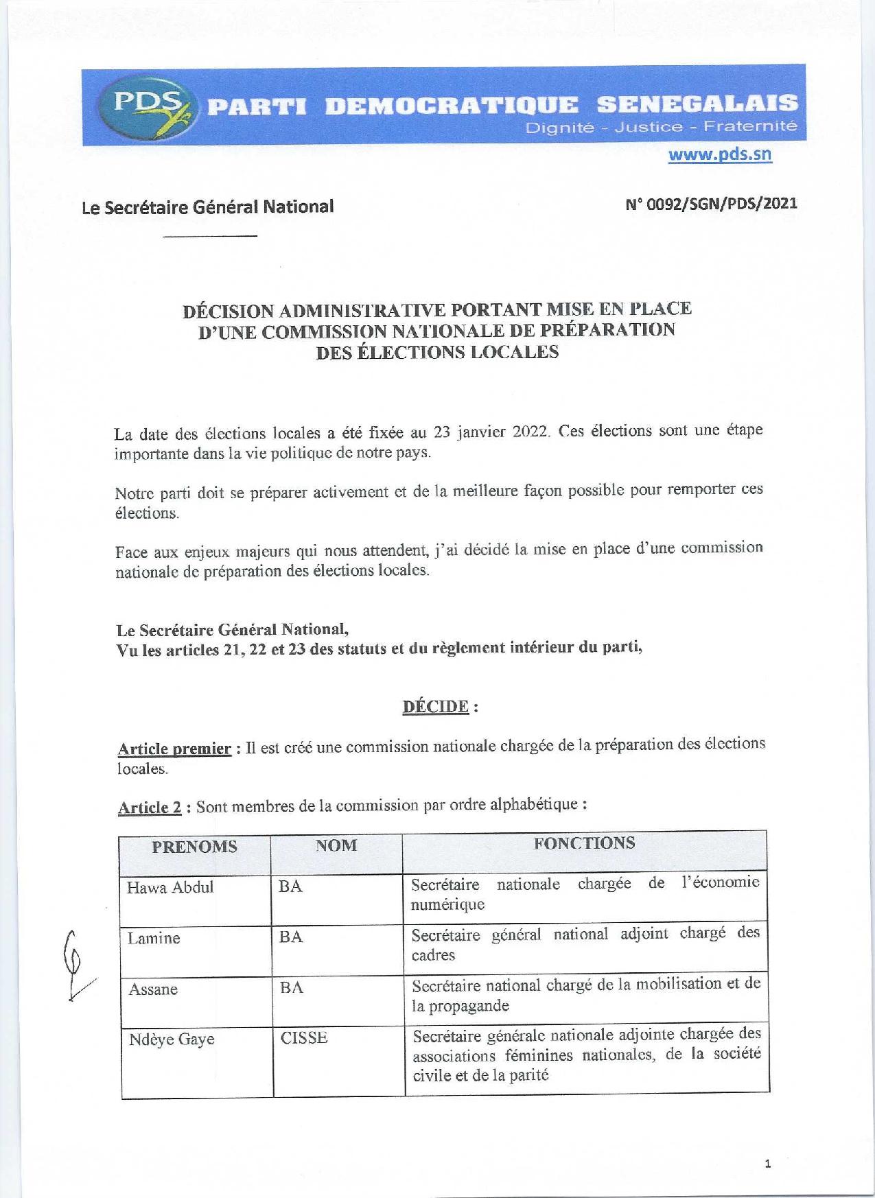 Me Wade prépare activement les élections locales : "Face aux enjeux... j'ai décidé la mise en place d'une commission nationale..." (Documents)