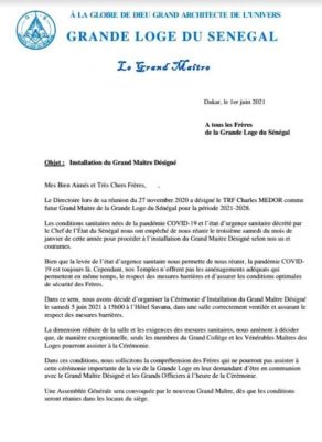 Les francs-maçons en conclave à Dakar ce samedi (Documents)