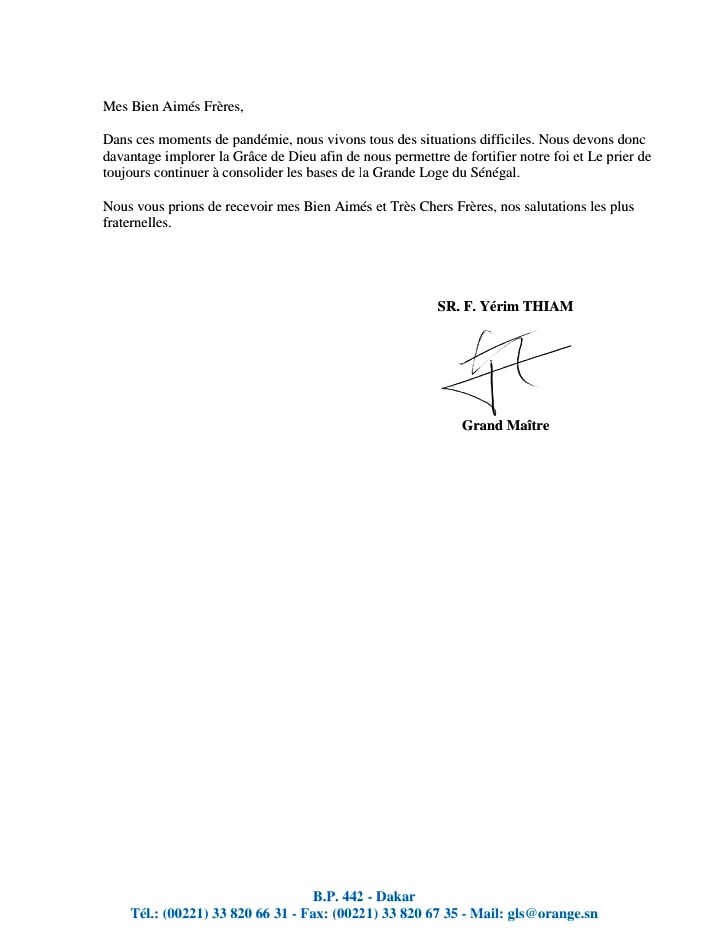 Les francs-maçons en conclave à Dakar ce samedi (Documents)
