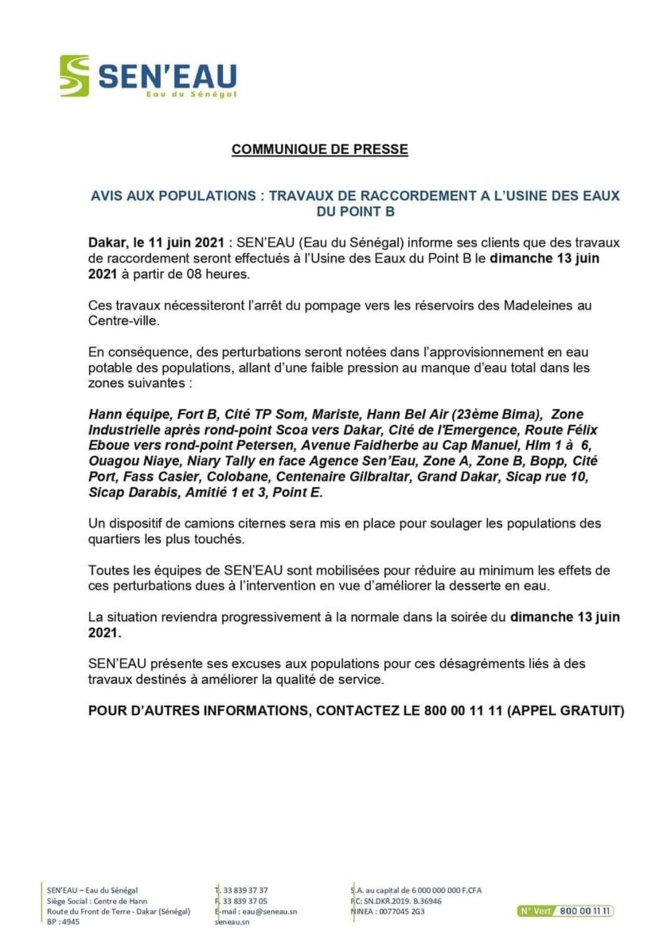 Dakar encore privée d'eau pour 24H