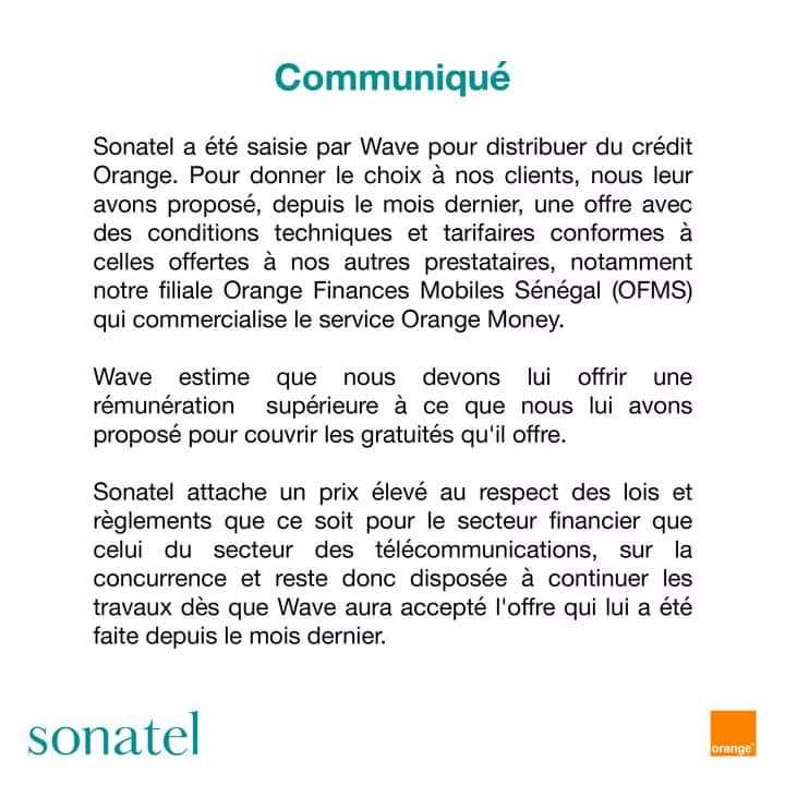 PLAINTE DE WAVE : L'Artp recadre la Sonatel 