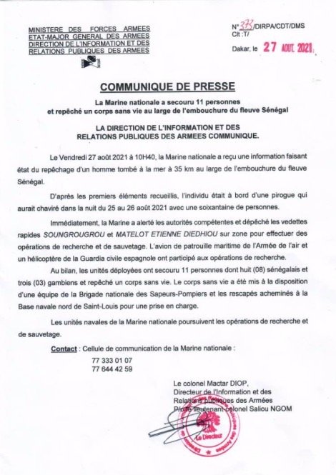 Chavirement De Pirogue à Saint-Louis : L'armée fait le point...