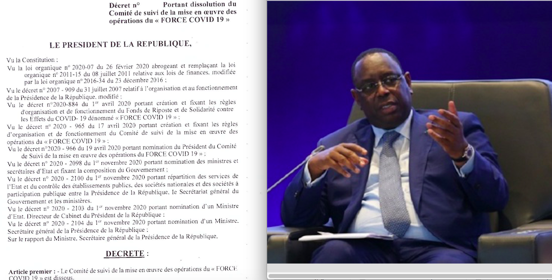 Macky dissout le comité de suivi du fonds force Covid-19  (Documents)