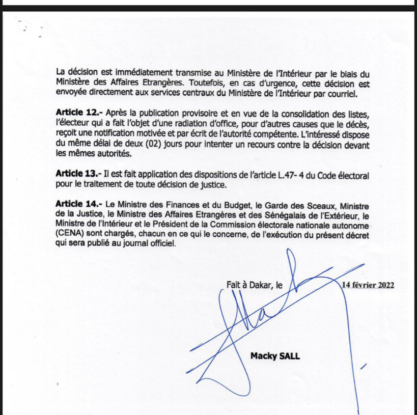 Révision exceptionnelle des listes électorales du 7 au 31 mars 2022 (Documents) 