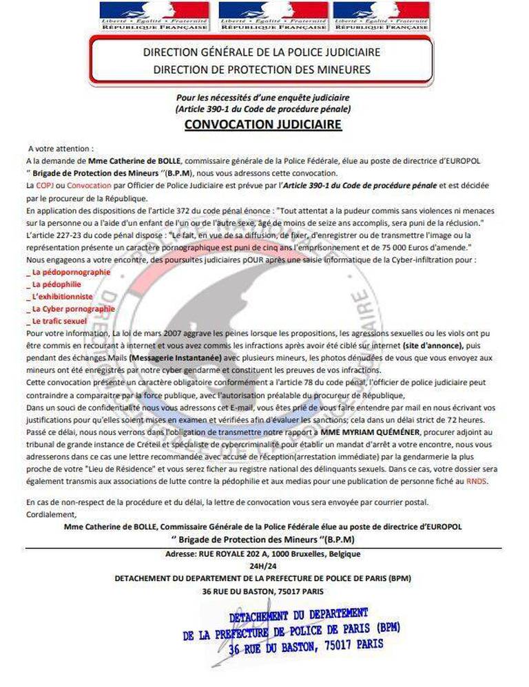 Vous avez reçu un mail de la police signé par la présidente d'Europol ? Surtout n'y répondez pas!