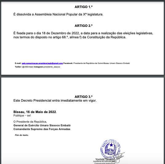 Guinée Bissau: le Président Embalo dissout le Parlement